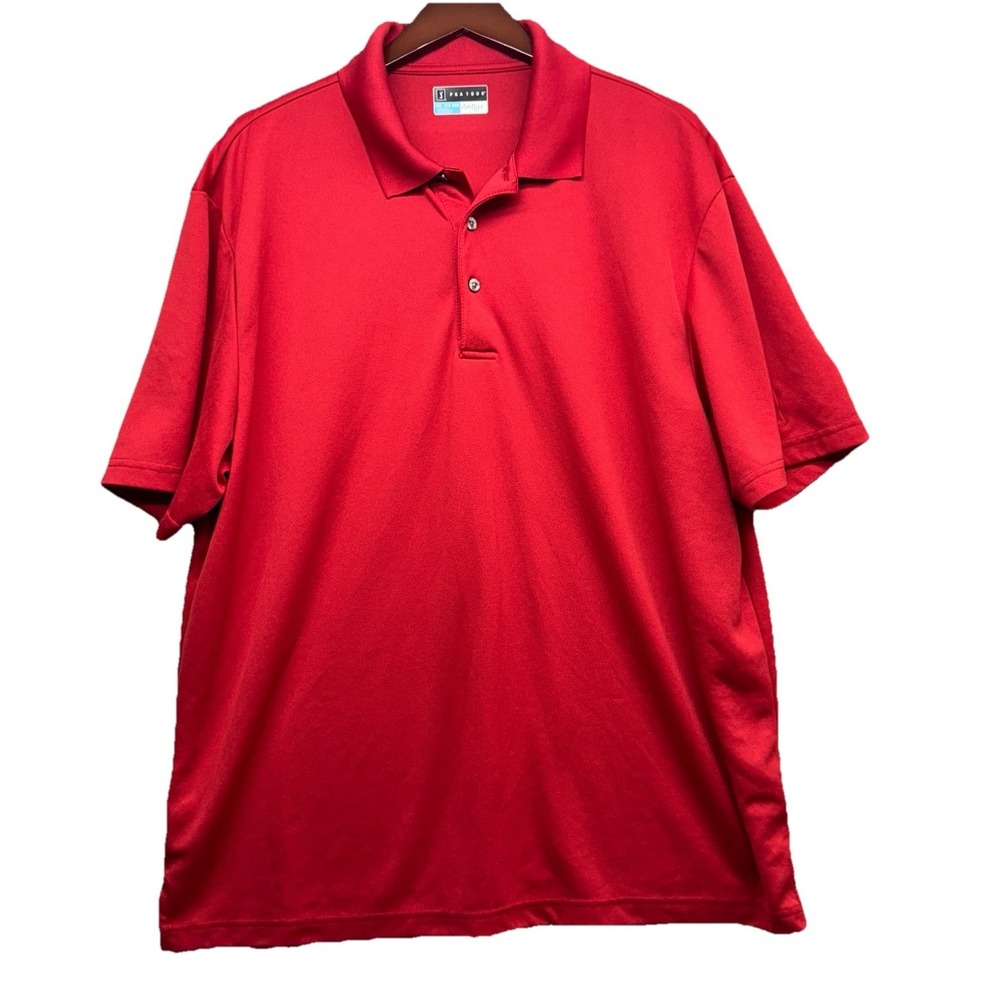 Men's Golf Polo Shirt Size XXL Red Short Sleeve PGA Tour Airflux